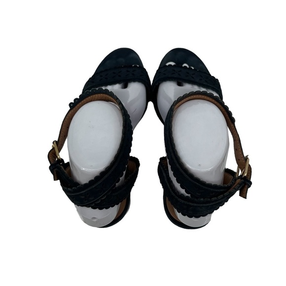 Ava & Aiden Blue Leather Ankle Wrap Block Heel Sandals Size 7 1/2 Women's - Picture 6 of 10